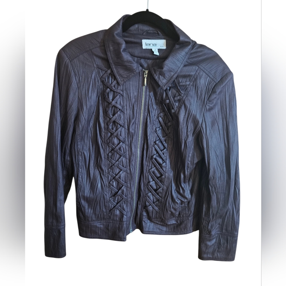 LANEE Dark Purple Zip-Front Jacket L